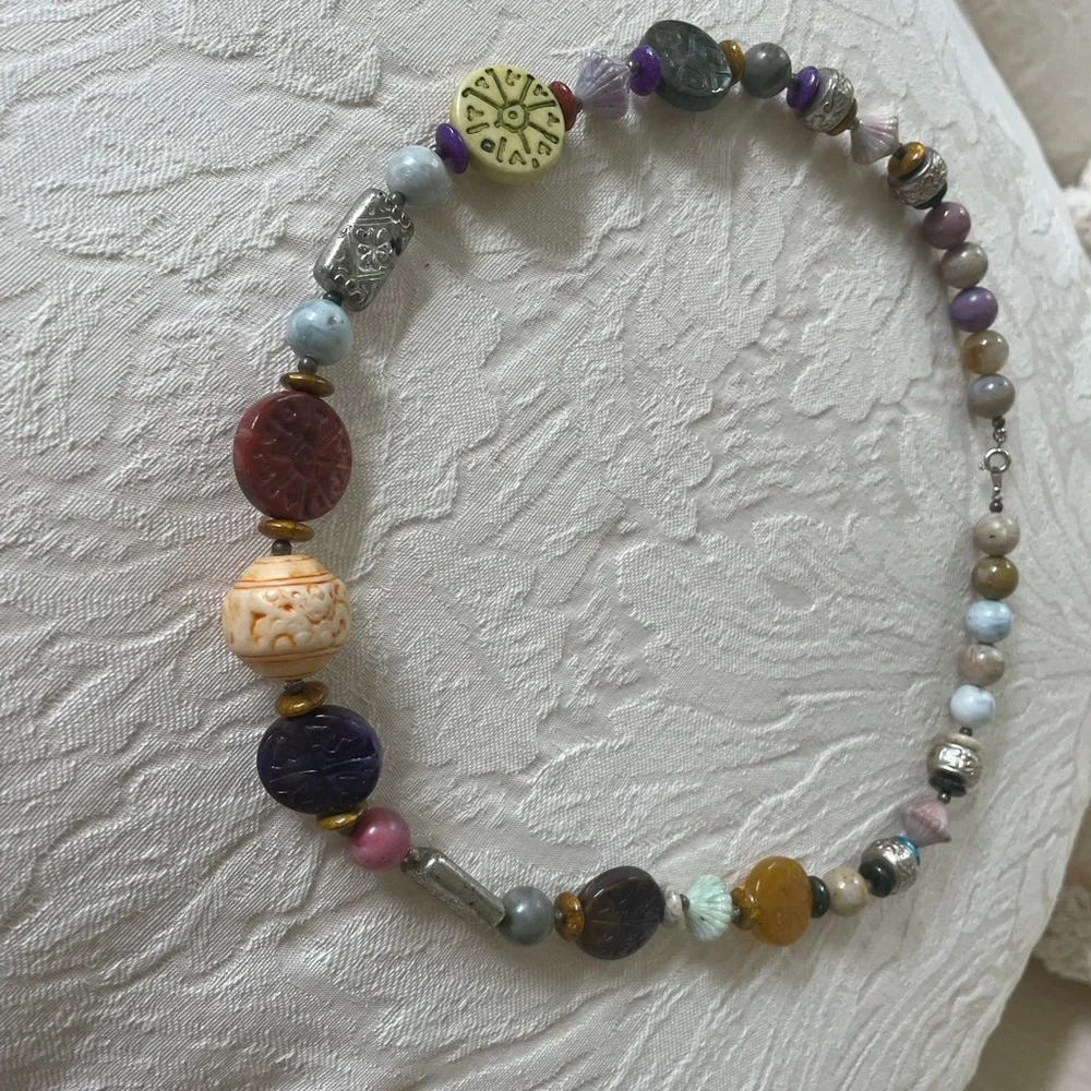 Vintage Beaded Necklace Candy Shape Beads Multicolors‎